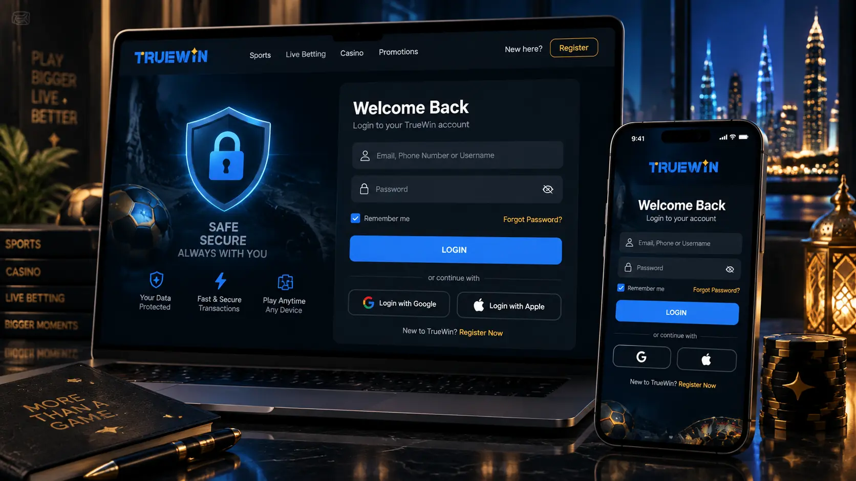 truewin Signing In from a Browser or App